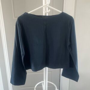 Zara Boatneck Dark Blue Long Sleeve Top
